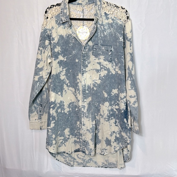 Hayden Dresses & Skirts - Hayden Los Angeles Tie Dye Midi Dress Size Small Lace Back Oversized pockets